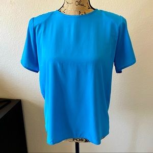 VINTAGE : Cornflower Blue T-shirt Style Blouse